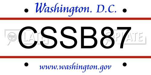 CSSB87 District Of Columbia License Plate