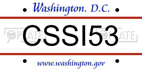 CSSI53 District Of Columbia License Plate