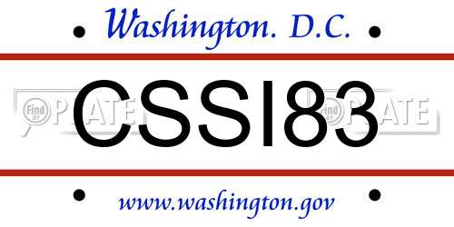 CSSI83 District Of Columbia License Plate