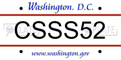 CSSS52 District Of Columbia License Plate