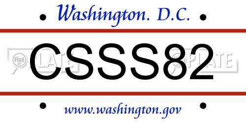 CSSS82 District Of Columbia License Plate