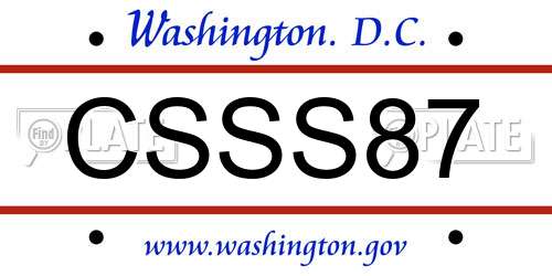 CSSS87 District Of Columbia License Plate