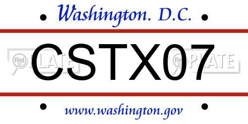 CSTX07 District Of Columbia License Plate