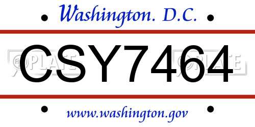 CSY7464 District Of Columbia License Plate