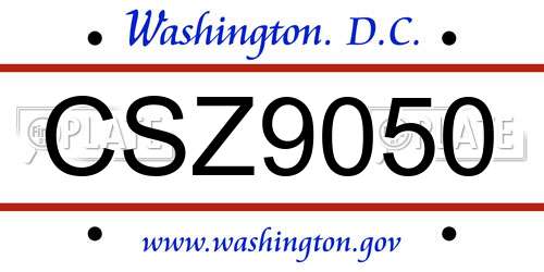 CSZ9050 District Of Columbia License Plate