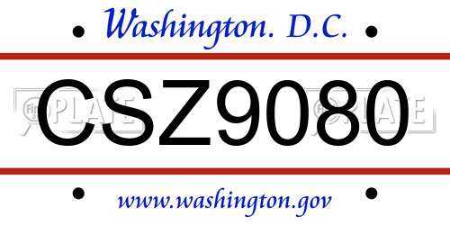CSZ9080 District Of Columbia License Plate