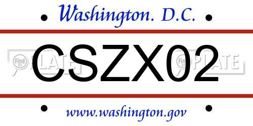 CSZX02 District Of Columbia License Plate