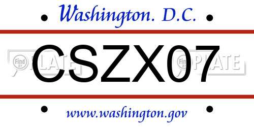 CSZX07 District Of Columbia License Plate