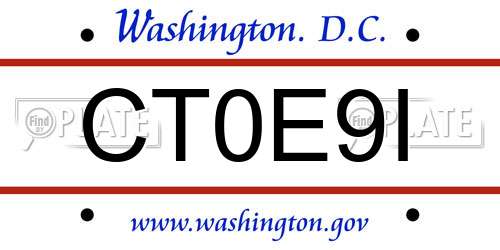 CT0E9I District Of Columbia License Plate