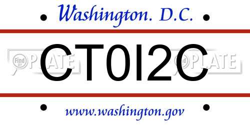 CT0I2C District Of Columbia License Plate
