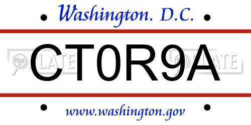 CT0R9A District Of Columbia License Plate