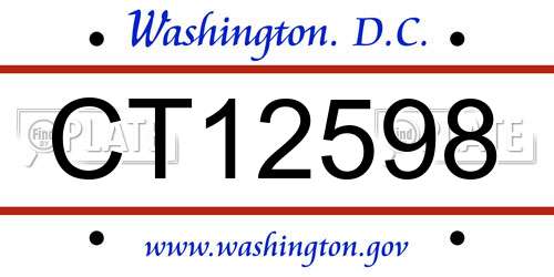 CT12598 District Of Columbia License Plate