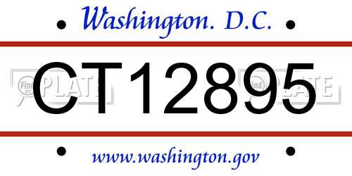 CT12895 District Of Columbia License Plate