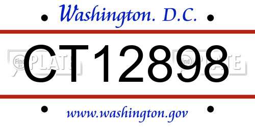 CT12898 District Of Columbia License Plate