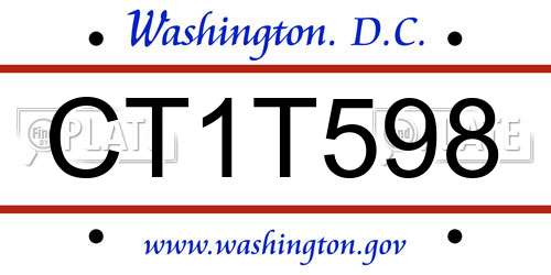 CT1T598 District Of Columbia License Plate