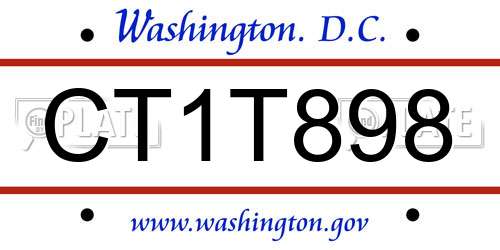 CT1T898 District Of Columbia License Plate