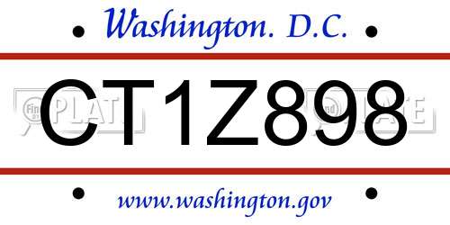 CT1Z898 District Of Columbia License Plate