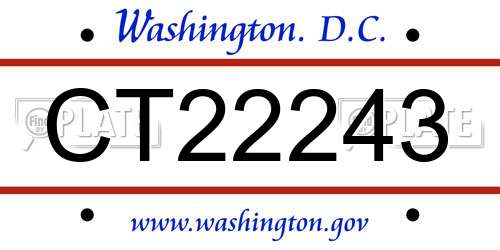 CT22243 District Of Columbia License Plate