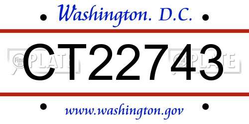 CT22743 District Of Columbia License Plate