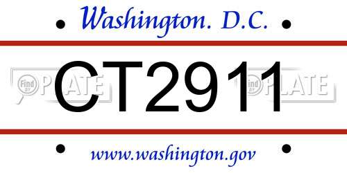 CT2911 District Of Columbia License Plate