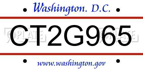 CT2G965 District Of Columbia License Plate