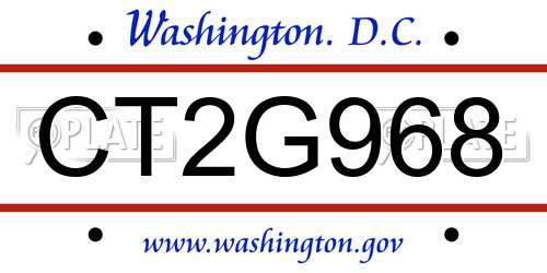 CT2G968 District Of Columbia License Plate