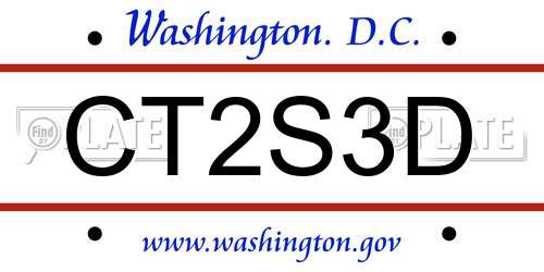 CT2S3D District Of Columbia License Plate