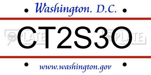 CT2S3O District Of Columbia License Plate