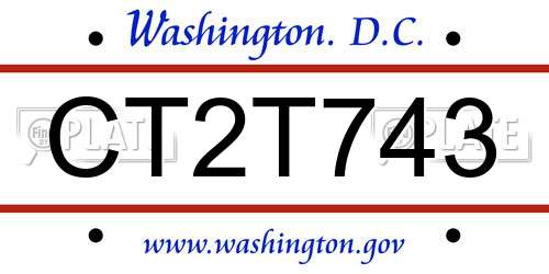 CT2T743 District Of Columbia License Plate