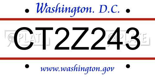 CT2Z243 District Of Columbia License Plate