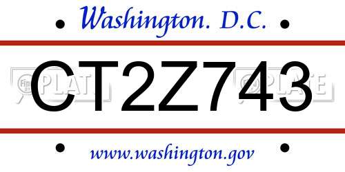 CT2Z743 District Of Columbia License Plate