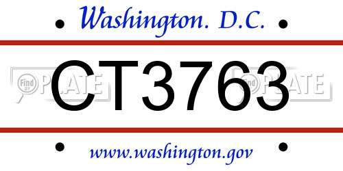 CT3763 District Of Columbia License Plate