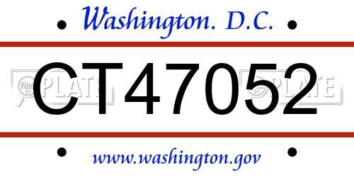 CT47052 District Of Columbia License Plate