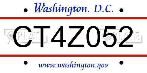 CT4Z052 District Of Columbia License Plate