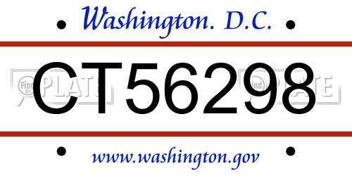 CT56298 District Of Columbia License Plate
