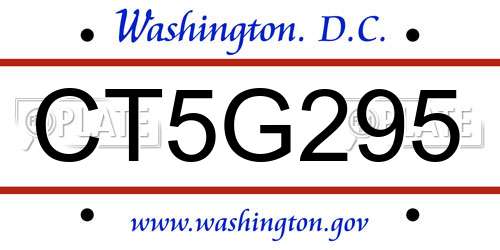 CT5G295 District Of Columbia License Plate