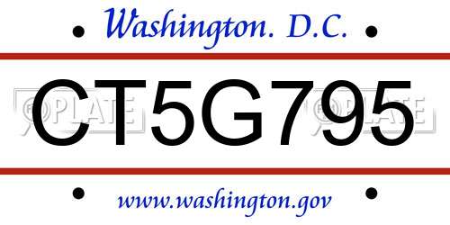 CT5G795 District Of Columbia License Plate