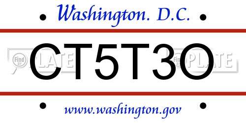 CT5T3O District Of Columbia License Plate