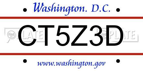 CT5Z3D District Of Columbia License Plate