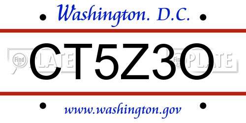 CT5Z3O District Of Columbia License Plate