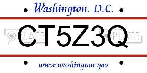 CT5Z3Q District Of Columbia License Plate