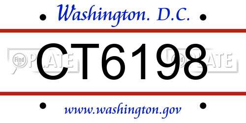 CT6198 District Of Columbia License Plate