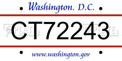 CT72243 District Of Columbia License Plate