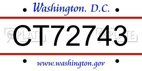 CT72743 District Of Columbia License Plate
