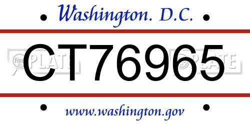 CT76965 District Of Columbia License Plate