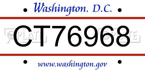 CT76968 District Of Columbia License Plate