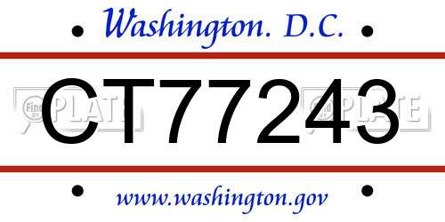 CT77243 District Of Columbia License Plate