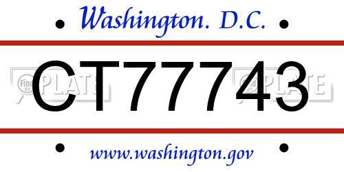 CT77743 District Of Columbia License Plate