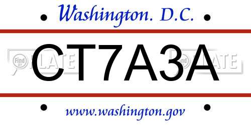 CT7A3A District Of Columbia License Plate