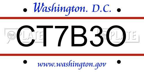 CT7B3O District Of Columbia License Plate